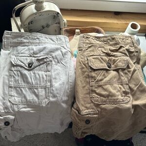 American Eagle Outfitters Men’s Cargo Shorts - White and Khaki Brown